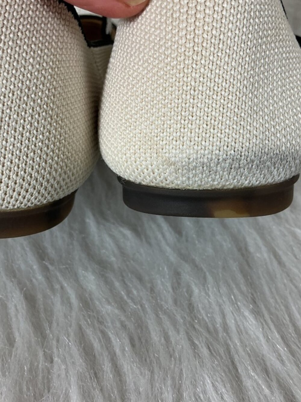 Rothy's Cream Gardenia White Black Trim Blue Halo The Square Toe Mary Janes 8 - Picture 5 of 11